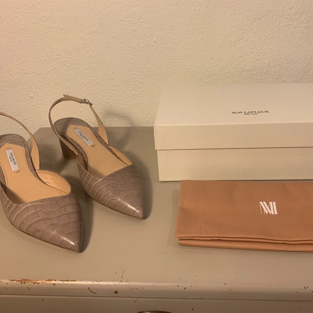 MM LaFleur - The Irene Slingback Embossed Croc in Rosy Taupe